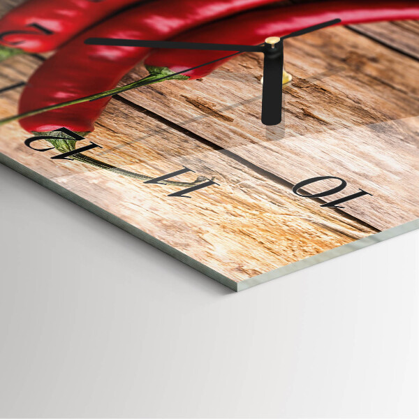 Square wall clock Chili peppers