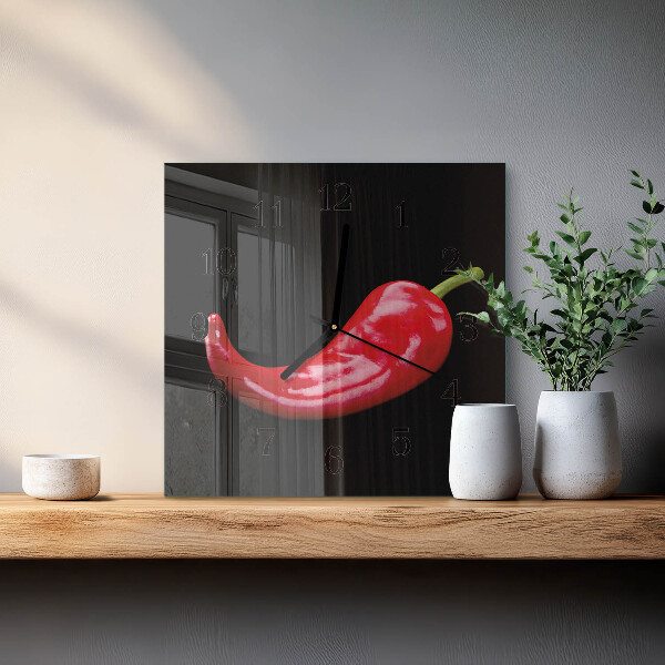 Square wall clock Chili peppers