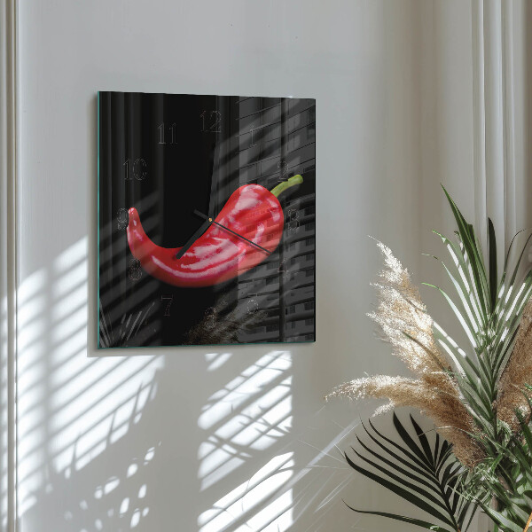 Square wall clock Chili peppers