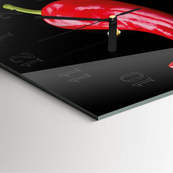 Square wall clock Chili peppers