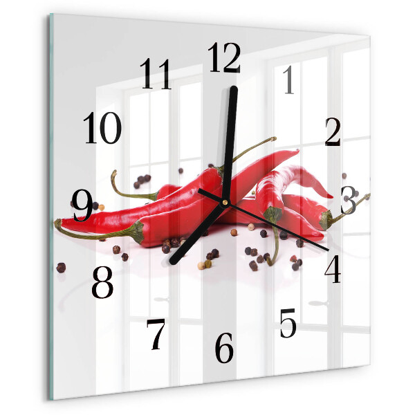 Square wall clock Chili peppers