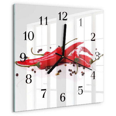 Square wall clock Chili peppers