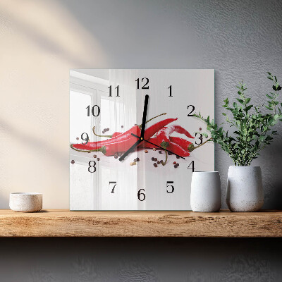 Square wall clock Chili peppers
