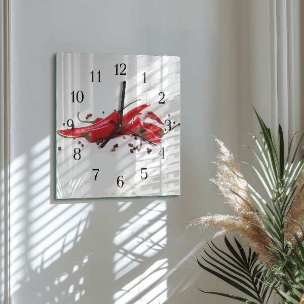 Square wall clock Chili peppers