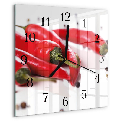 Square wall clock Chili peppers