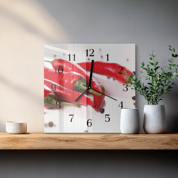Square wall clock Chili peppers