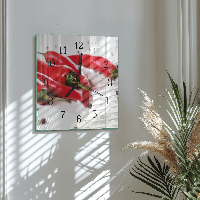 Square wall clock Chili peppers