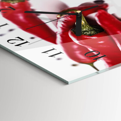 Square wall clock Chili peppers