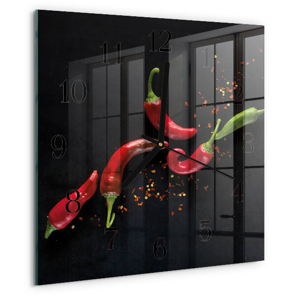 Square wall clock Chili peppers