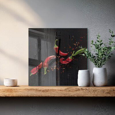 Square wall clock Chili peppers