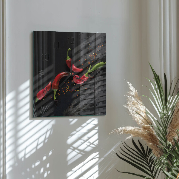 Square wall clock Chili peppers