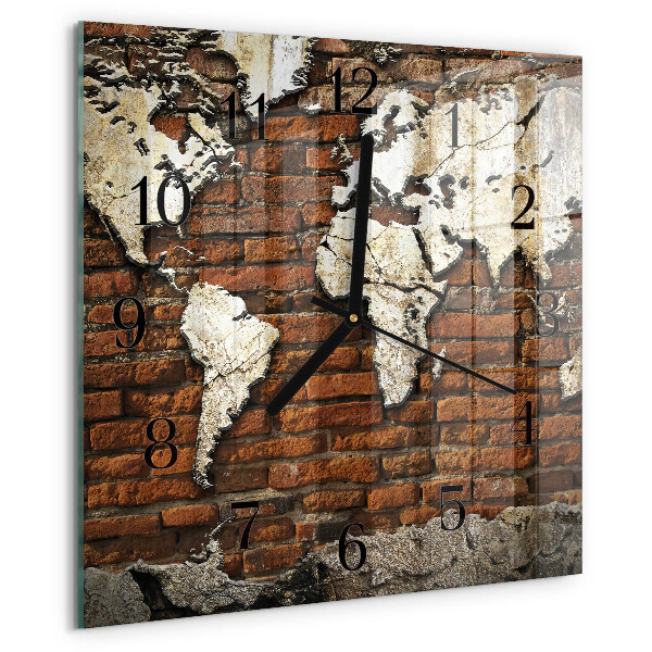 Square wall clock Continents