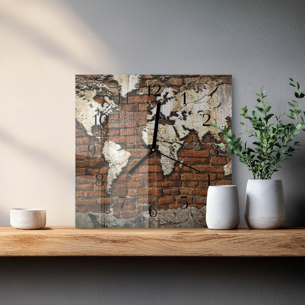 Square wall clock Continents