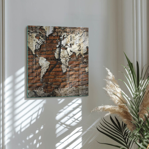 Square wall clock Continents