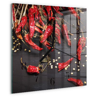 Square wall clock Chili peppers