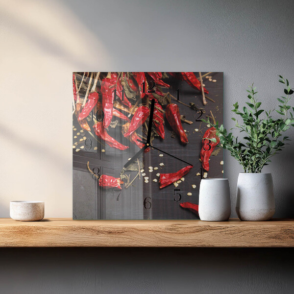 Square wall clock Chili peppers