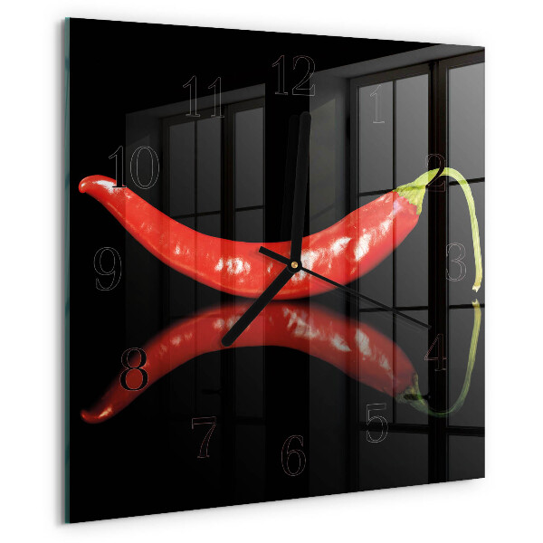 Square wall clock Chili peppers
