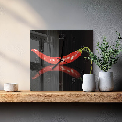 Square wall clock Chili peppers