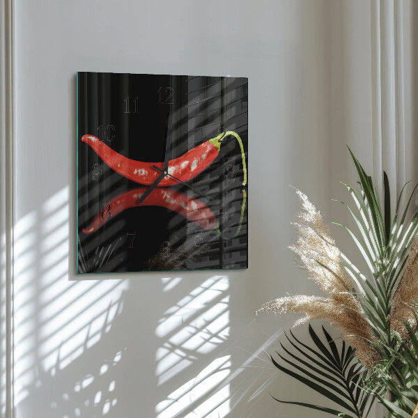 Square wall clock Chili peppers