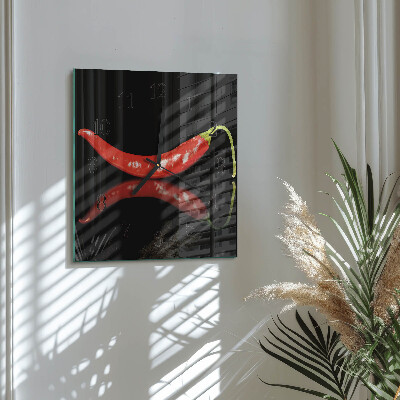Square wall clock Chili peppers