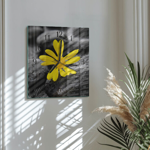 Square wall clock Flower