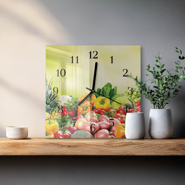 Square wall clock Vegetables