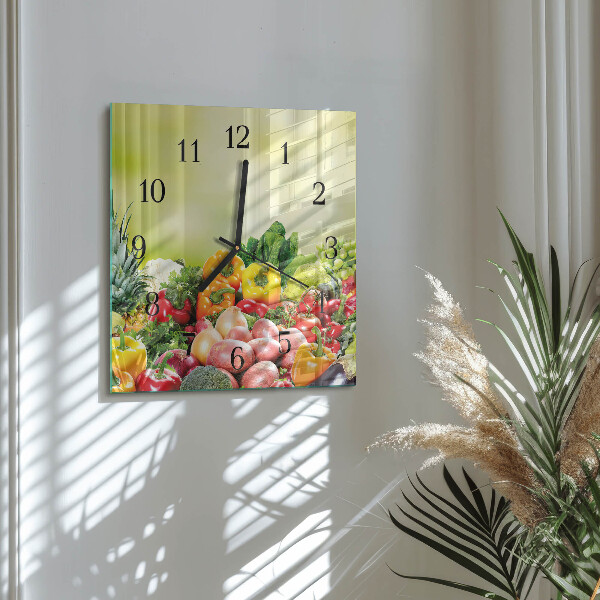 Square wall clock Vegetables