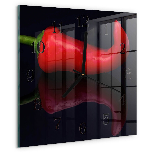 Square wall clock Chili peppers
