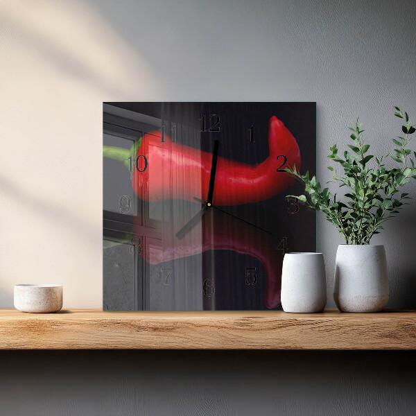 Square wall clock Chili peppers
