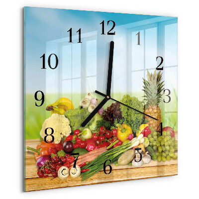 Square wall clock Vegetables Fruits