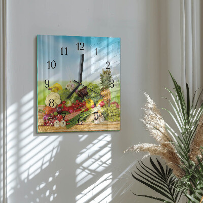 Square wall clock Vegetables Fruits