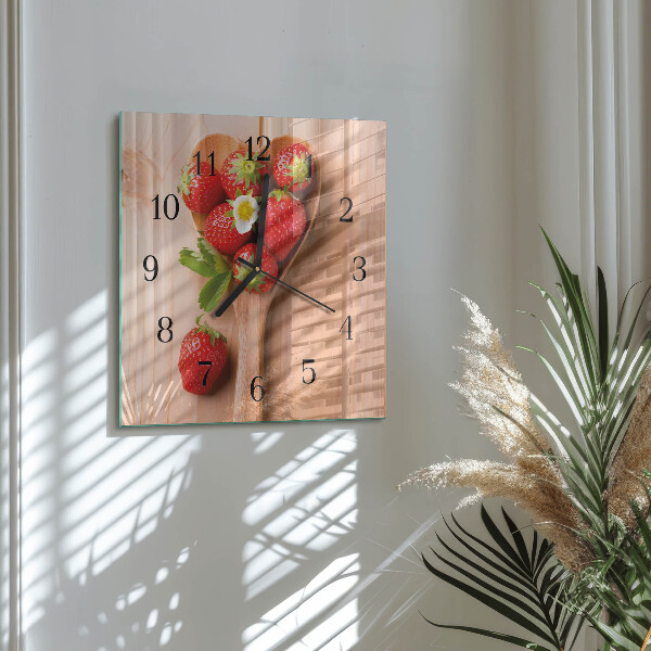 Square wall clock Strawberry