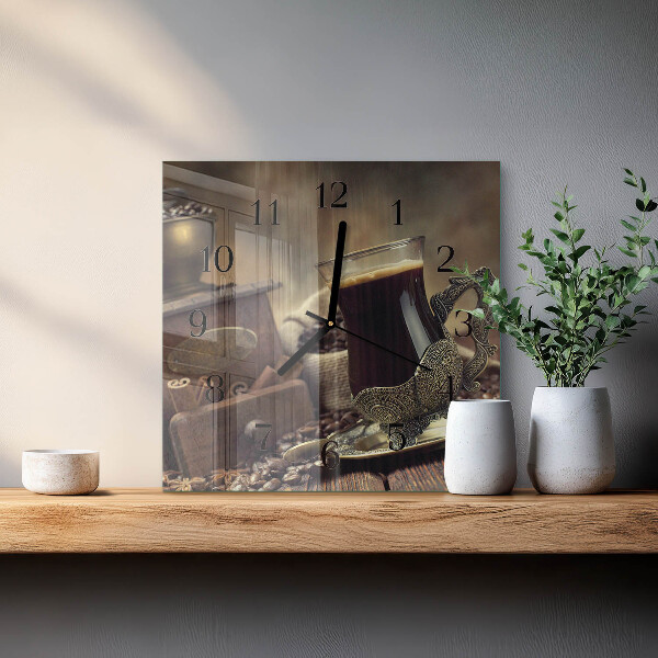 Square wall clock Coffee