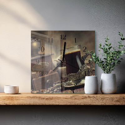 Square wall clock Coffee