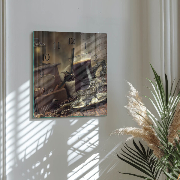 Square wall clock Coffee