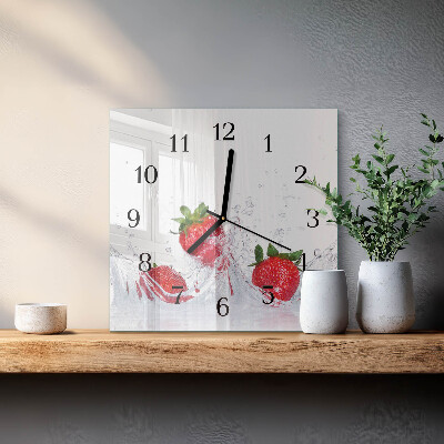 Square wall clock Strawberry