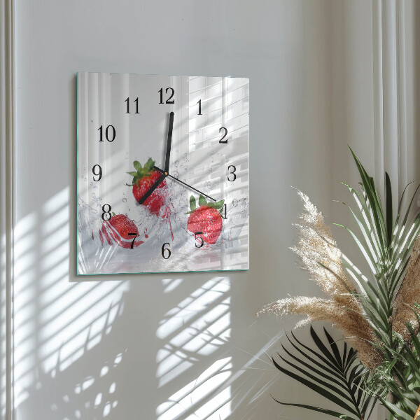 Square wall clock Strawberry