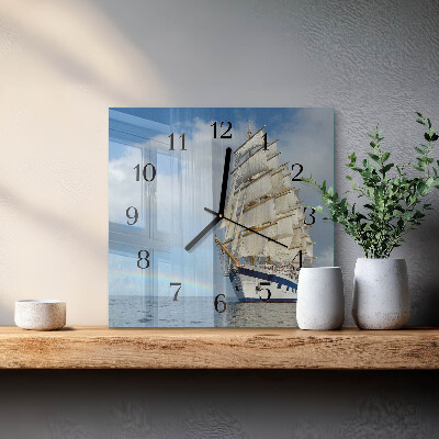 Square wall clock Ship