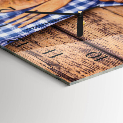Square wall clock Wooden and cutlery