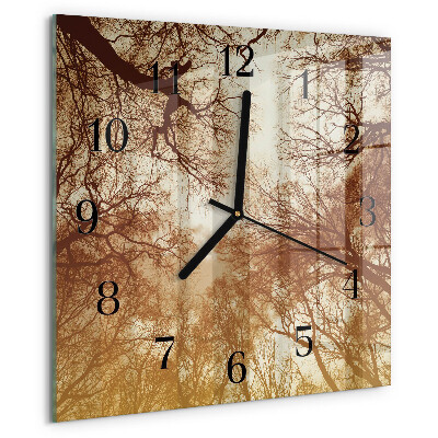 Square wall clock Tree crowns