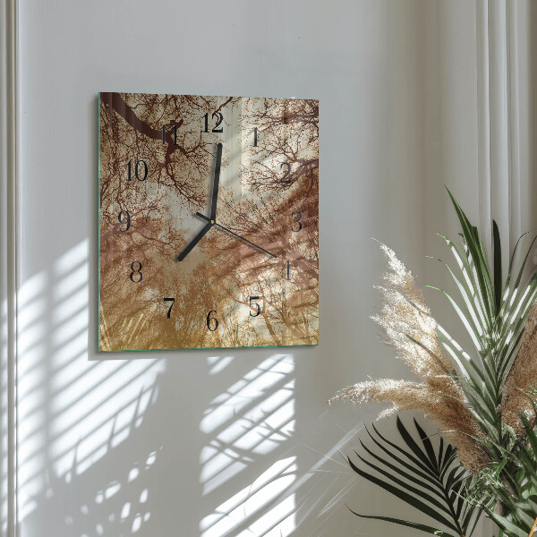 Square wall clock Tree crowns