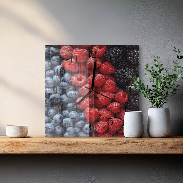 Square wall clock Berries