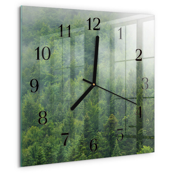 Square wall clock Foggy forest