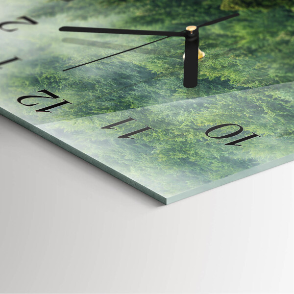 Square wall clock Foggy forest
