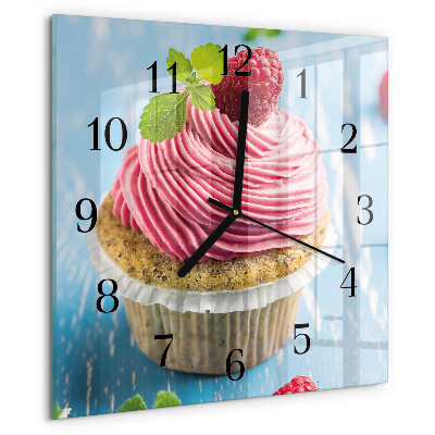 Square wall clock Raspberry muffin