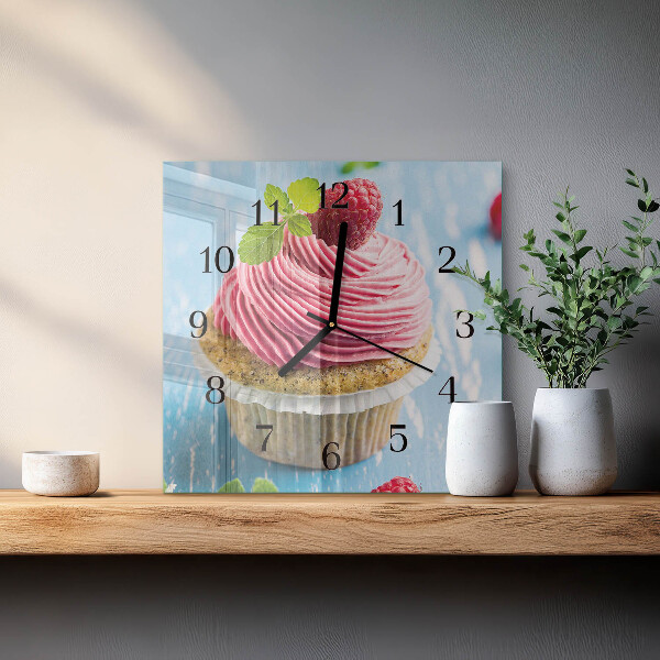 Square wall clock Raspberry muffin