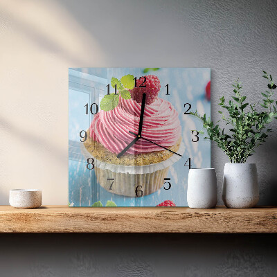 Square wall clock Raspberry muffin