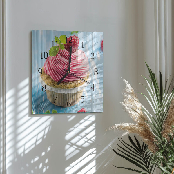 Square wall clock Raspberry muffin