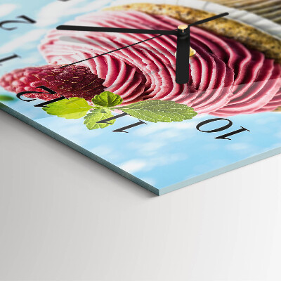Square wall clock Raspberry muffin