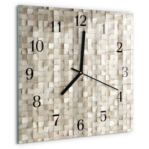 Square wall clock Wooden mosaic